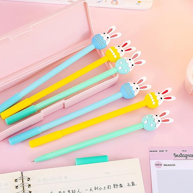 YYaaloa 12pcs Rabbit Eggs Gel Ink Pens 0.5 mm Black Ink Novelty Pens for Child, Women Coworkers Kids Office School Home Wedding Bridal Shower Gifts Party Supplies (Rabbit Eggs pens 12pcs)