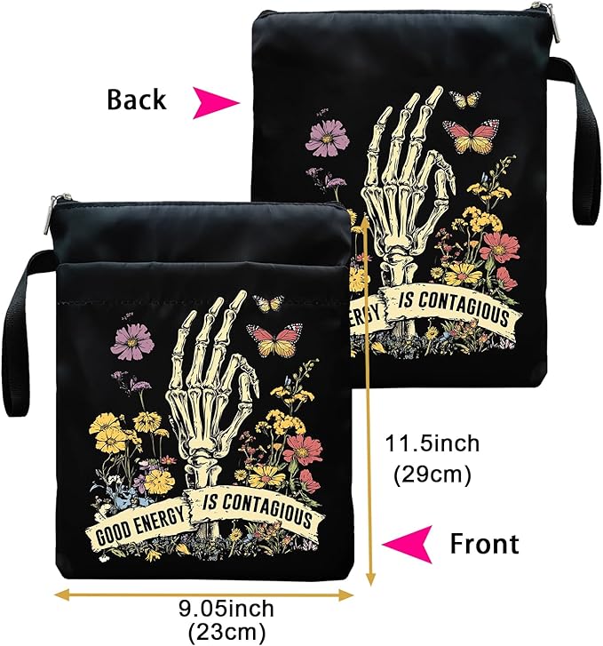 Book Sleeve, Book Sleeve with Zipper, Book Sleeve for Book Lovers, The Reader Tarot Card Book Sleeves, Book Pouch Kindle Protector, Gifts for Women Teacher Librarian Bookworm Bookish (Black-D, Large)