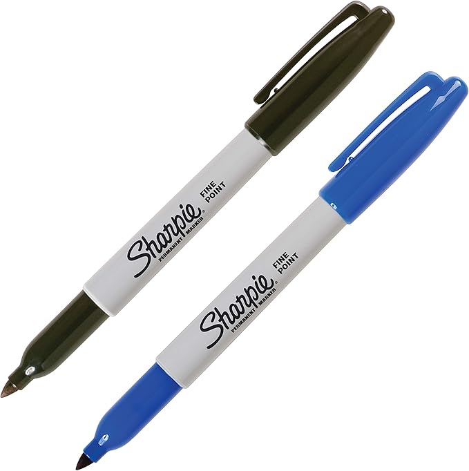 Sharpie Permanent Markers | Fine Point | Black & Blue | 2 Count