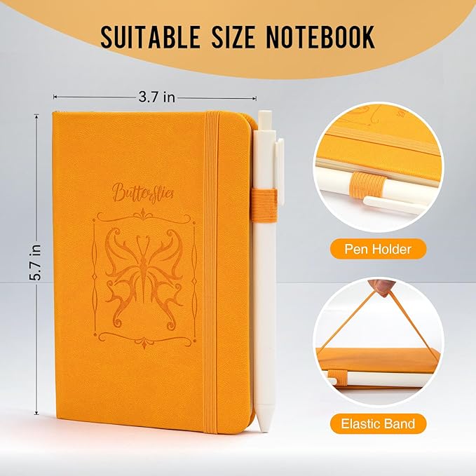 Pocket Small Notebook Journals, 16 Pack (8 Candy Color) Mini Notebook 3.7x5.7 Butterfly Journaling Notebooks for Women Men, Hardcover Lined Note Pads with Pens for Work, Business, Travel Journal, Office Supplies