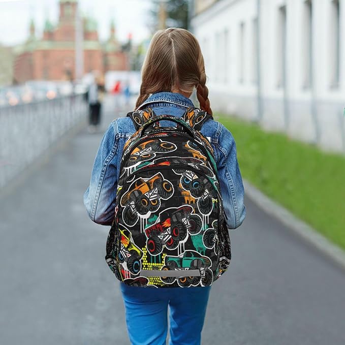 ALAZA Abstract Monster Truck Car Backpacks Travel Laptop Daypack School Book Bag for Men Women Teens Kids