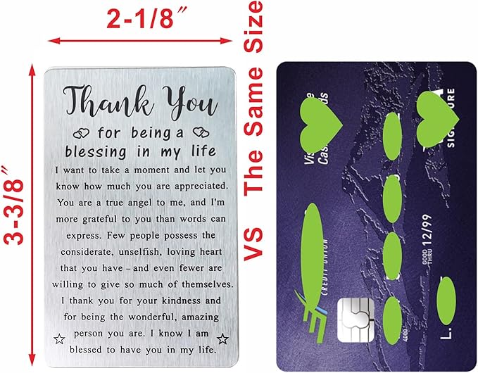 Metal Engraved Card - Thank You Gifts for Women Men - Appreciation Gifts for Friends - Thank You for Being A Blessing In My Life