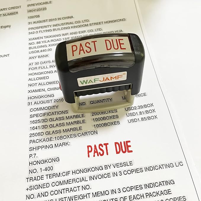 WAFJAMF Past Due Self-Inking Rubber Stamp - Office Message Stamp, Red Ink-Medium