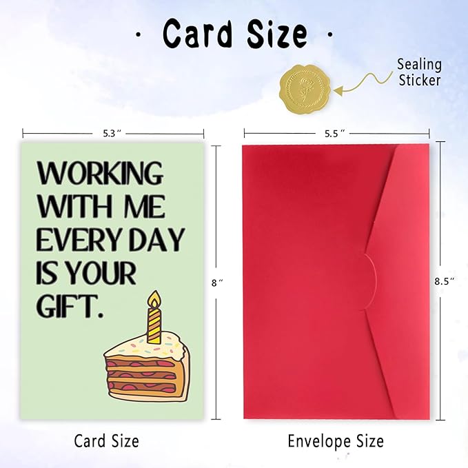 Funny Birthday Card for Coworker, Hilarious Office Birthday Card for Boss Friends Coworker, Working With Us Everyday Is Your Gift