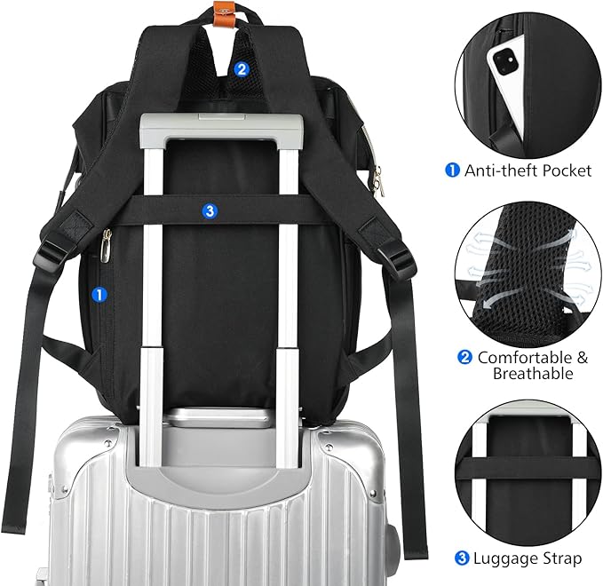 MOMUVO Laptop Backpack for Women, School Backpack 15.6 Inch Notebook Work Backpack with USB Charging Port, Casual Daypack Women College Bookbag for Teacher, Girls, Travel