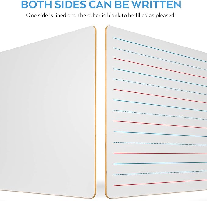 Nicpro Dry Erase Lap Board 9 x 12 inches 2 Pack Ruled Kid Double Sided Blank & Lined Small Lapboard with 8 Pens, 2 Eraser, Learning Mini Whiteboard Portable for Student and Classroom Use