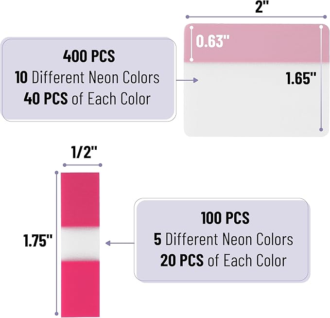 Mr. Pen- Sticky Index Tabs, 500 Pcs, 21 Sets, Colorful Sticky Tabs for Notebooks, Page Markers, Page Tabs for Binders, Page Tabs Sticky Tabs for Books, Notebook Tabs, Book Sticky Tabs for Notebooks