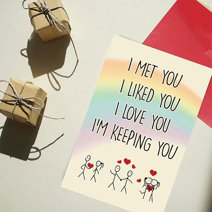 Cheerin Anniversary Day Cards for Him and Her - Romantic Greeting Card with Envelope - Sweet Birthday Card for Husband Wife Girlfriend Boyfriend