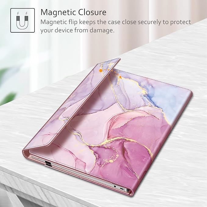 Fintie Sleeve Case for 14" Samsung Galaxy Chromebook Go XE340XDA XE345XDA/Dell Latitude 3410/HP Pavilion 14-ceXXXX/Lenovo 14W Windows Gen 2 - Premium PU Leather Portfolio Book Cover, Glittering Marble