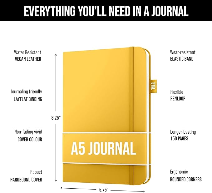 Scribbles That Matter A5 Bullet Dotted Journal Notebook | Vegan Hard Cover, 120gsm bleedproof thick paper, 150 pages, 5.75 x 8.5in, 2 bookmarks, tab stickers, penloop | For Work | Teal