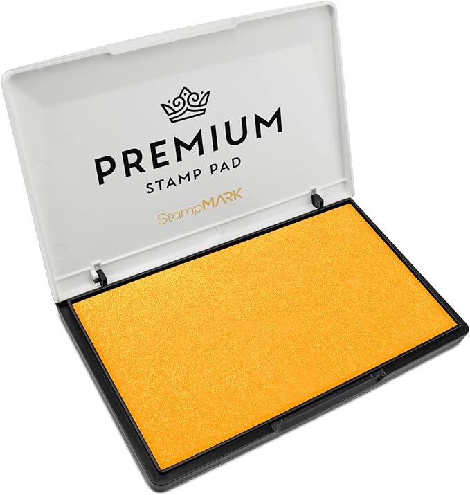 Premium Stamp Pad Large Size 3.5" x 6" - for Traditional Rubber Stamps - Felt Pad Dark Yellow Color