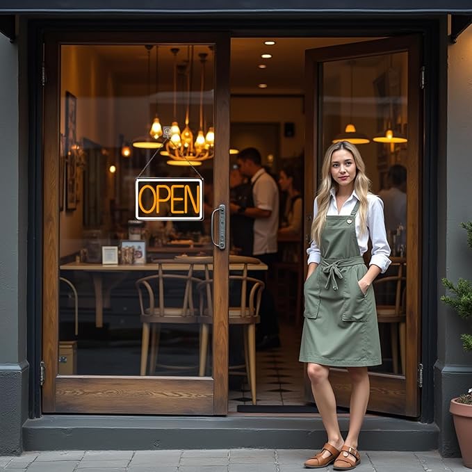 Bright and Eye-Catching LED Open Sign for Business - "16x 10" (White/Yellow) Transparent Acrylic Neon Sign | Ideal for Storefronts, Windows, Bars | Commercial LED Open Signs, Light-Up Open Signs