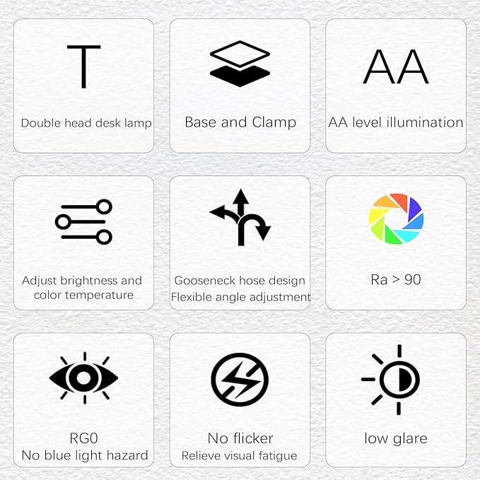 Double Head LED Desk Lamp with Anti-Glare Cover Tall Desk Lamps for Home Office 24W Brightest Computer Desk Light Office Lamp for Workbench Drafting Architect Study Reading with Clamp and Base