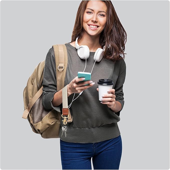 Fishent Stretchy Wristlet Keychain,Braided Cute Wrist Lanyards for Keys, Key Chain Holder for Women Men, Wrist Strap Keychain for Car Keys Phone Camera Wallet ID Badges Card (Starlight)