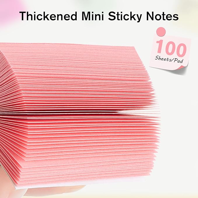 HappyHapi Sticky Notes 1.5x2 Inches Self-Stick Pads, Colorful Sticky Notes 100 Sheets/Pad, 8 Bright Colors Sticky Notes for Office Supplies, School, Home