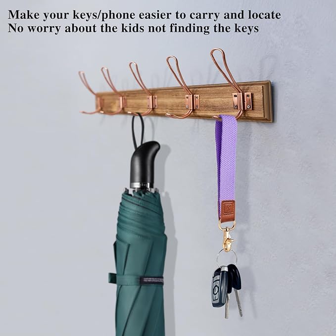 Fishent Stretchy Wristlet Keychain,Braided Cute Wrist Lanyards for Keys, Key Chain Holder for Women Men, Wrist Strap Keychain for Car Keys Phone Camera Wallet ID Badges Card (Lavender)