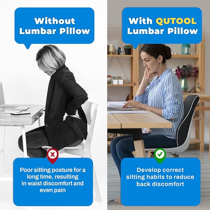 Elegant Lumbar Support Pillow for Office Chair - Ergonomic Back Support with Breathable 3D Mesh Cover, Ideal Gifts for Women,Birthdays & Holidays, Well-Suited for Office Chairs, Gaming Chairs (Black)