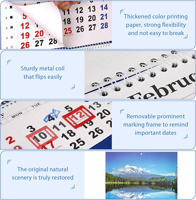 2025 Wall Calendar Large Wall Calendar 3 Month Display Vertical Calendar with Thick Paper 33" x 13" from Dec 2024 to Jan 2026 for Perfect Daily Planner (Blue-1)