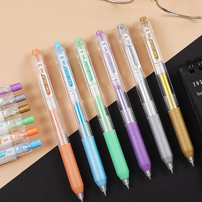 Metallic Colors Journal Planner Pens Colorful 0.5mm Markers Fine Tip Drawing Pen Porous Fineliner Pen for Bullet Journaling Writing Note Taking Coloring Art Office School Supplies (6 metallic colors)