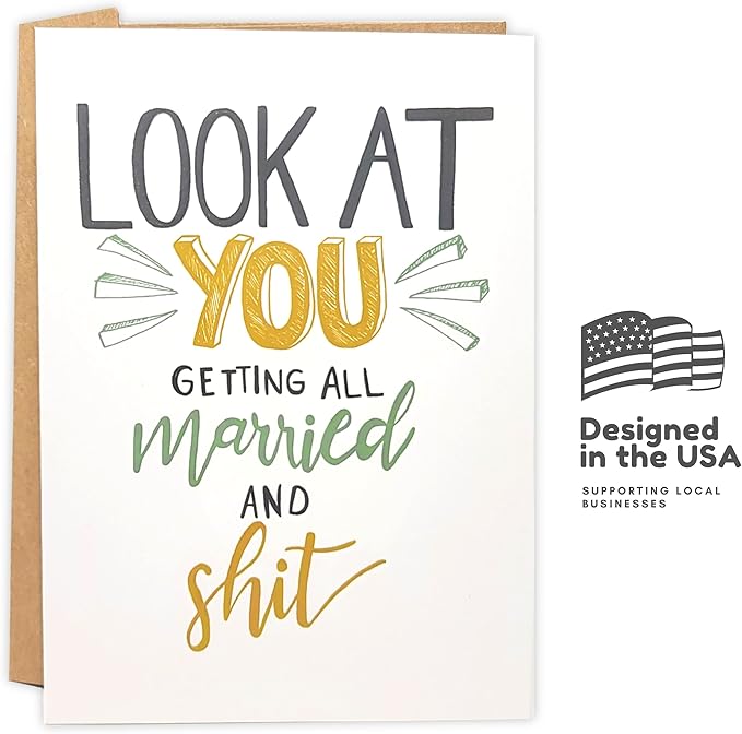 Sleazy Greetings Funny Wedding Card For Marriage Engagement - Adult Humor Dirty Wedding Congratulations Card (Married And Shit)