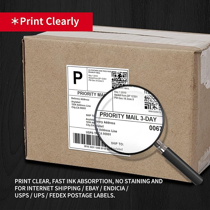 Misofuki 4x6 1 Stack 1000 Labels Fanfold Direct Thermal Shipping Labels Compatible with Rollo, MUNBYN, Zebra, Fargo Label Printer, Permanent Adhesive White Commercial Grade Labels for Thermal Printers