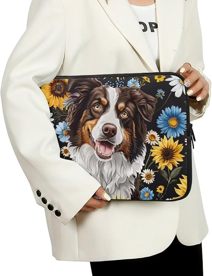 Bernese Mountain Dog Printed Computer Bags for Laptops, Sunflower Daisy Printed 15 Inch Laptop Bag Laptop Briefcase Travel Case for Women Men Teens, Compatible with Most Laptops