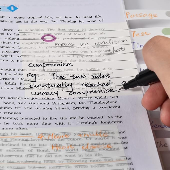 BAYTORY 1600 Sheets Transparent Sticky Notes with Lined, Clear Waterproof 3 x 3 inch See Through Memo Pad, Self-Adhesive Translucent Writable Index Tabs for Annotating Books