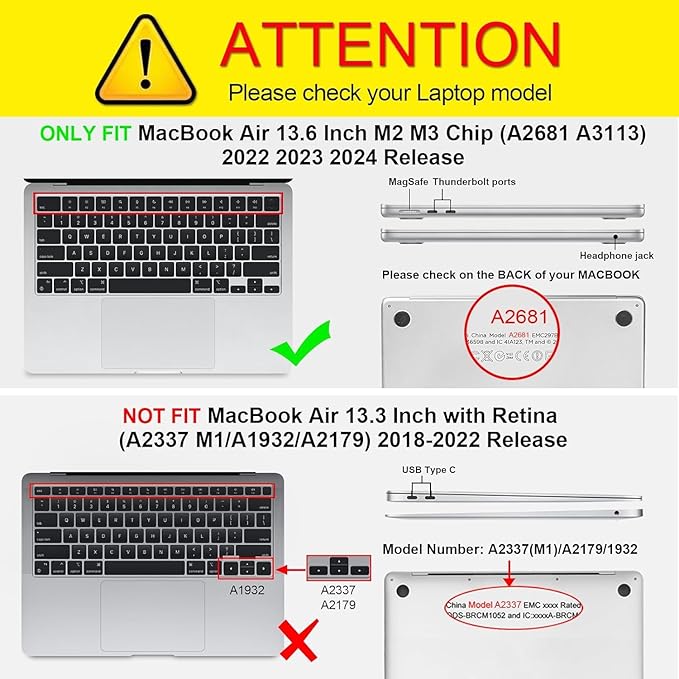 Fintie Case for MacBook Air 13.6 Inch A3113 A2681 (2022 2023 2024 Release) - Snap On Hard Shell Cover for MacBook Air 13.6" M2 M3 Chip with Liquid Retina Display and Touch ID (Crystal Ocean Blue)