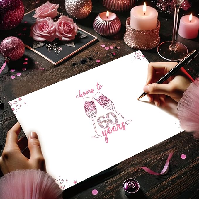 Big 60th Birthday Decorations,60th Birthday Card Gifts for Women,60th birthday decorations for woman,60 Year Old Birthday Card Gifts for Sister Friends, Back in 1965 Birthday Card, Rose Pink Gold