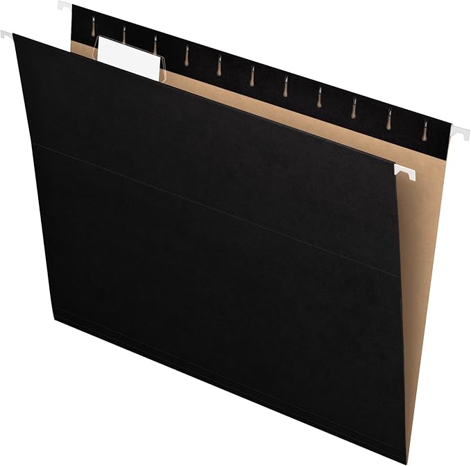Pendaflex Recycled Hanging Folders, Letter Size, Black, 1/5 Cut, 25/BX (81605) & File Folders, Letter Size, 8-1/2" x 11", Classic Manila, 1/3-Cut Tabs in Left, Right, Center Positions, 100 Per Box