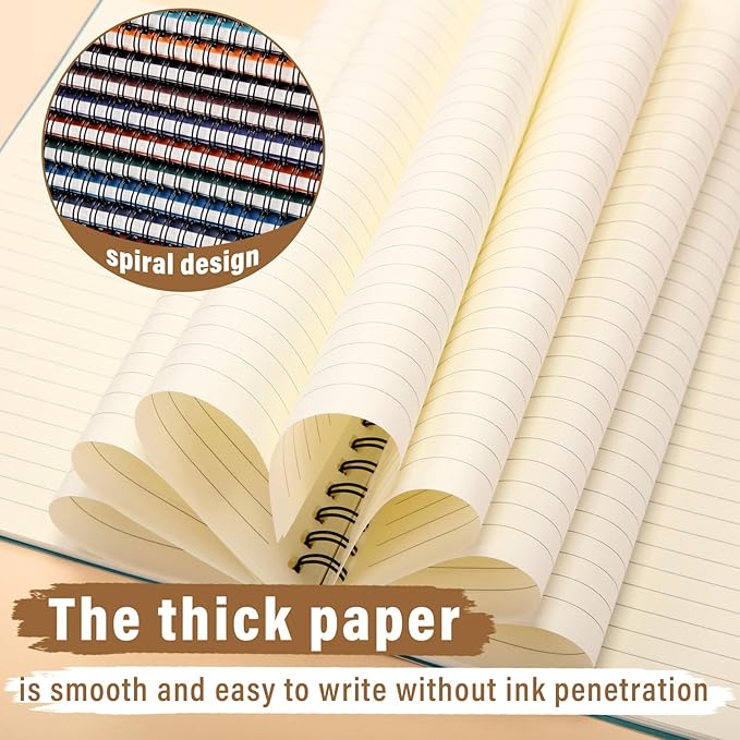 Fuutreo 24 Pcs Spiral Notebook for Work A5 8.3 x 5.7 Inch College Ruled Spiral Journal Notebook Kraft Cover, 12 Color, 60 Sheets, 120 Pages for Office School Supplies(Business Color)