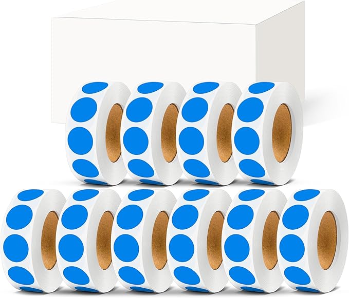 PARLAIM 3/4 Inch Dot Stickers, 10000 Pack Round Color-Code Circle Labels, Permanent Adhesive Color Coding Stickers Garage Sale Sticker - 10 Rolls Blue