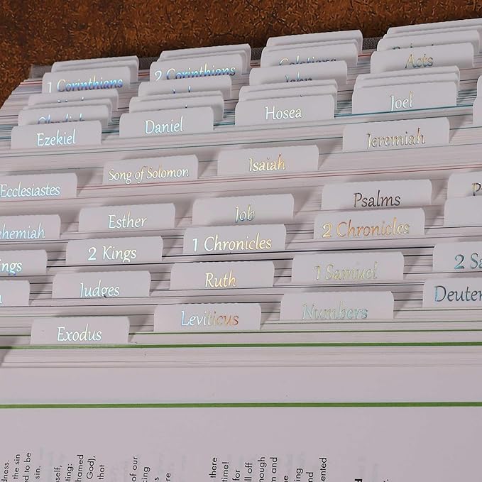 Thinkor Reposition Laminated Holographic Bible Tabs, Large Print Stickers, Easy to Read and Apply Bible Tabs for Women and Man(Holographic White)
