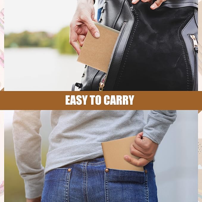 Thenshop 50 Pack Mini Pocket Kraft Notebooks Bulk 4 x 4 Inch Journal Notepads with Dot Memo Sketchbooks Writing Notepad for Party Favors Supplies(Brown,Blank Page)