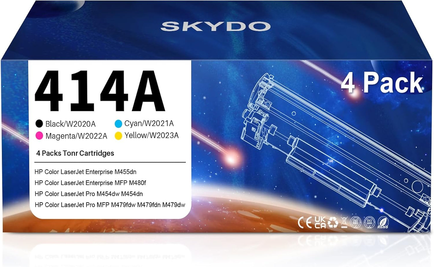 414A Toner Cartridge Compatible Replacement for HP 414A 414X W2020A W2020X Toner Cartridge Work for Color Laser Jet Pro MFP M479fdw M479fdn M454dw M454dn M479 MFP M480f M455dn (4 pack,BK/C/Y/M)