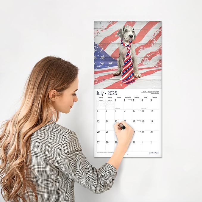 RED EMBER Great Dane Puppies 2025 Wall Calendar 12 Month | 12" x 24" Open | Thick & Sturdy Paper | Giftable | Calendar 2025