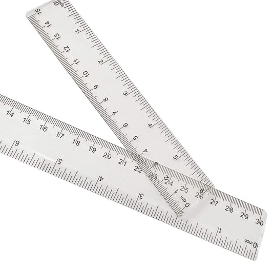 2 Pack Plastic Ruler Straight Ruler Clear See Through Measuring Acrylic Tool for Student School Office with Centimeters and Inches(6 Inch+12 Inch)