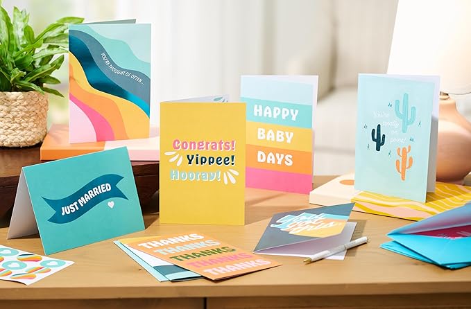 American Greetings 10-Count All Occasions Card Bundle with Envelopes- Congrats, Baby, Wedding, Support, Friendship, Sympathy, and Thank You