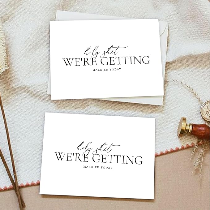 Set of 2 Funny Wedding Gift Cards, To My Groom Bride On Our Wedding Day Card, Wedding Day Vows Card for Wife Husband.（HOLY A）