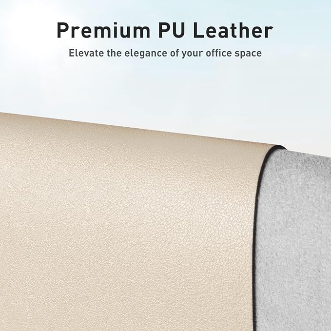 Aothia Leather Desk Pad Protector, Office Mat, Large Mouse Pad, Non-Slip PU Leather Blotter, Laptop Desk Pad, Waterproof Writing Pad for Office and Home (Beige, 31.5" x 15.7")