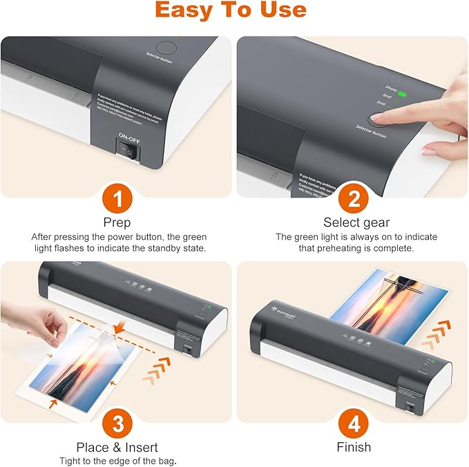 Bonsaii Laminator, 13 Inch 7-in-1 Thermal Laminator Machine with Never Jam Technology, Laminator with 40 Laminting Sheets for Home, Office, and Classroom Organization Supplies