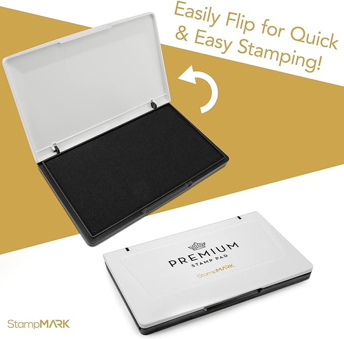 Premium Stamp Pad Large Size 3.5" x 6" - for Traditional Rubber Stamps - Felt Pad Dark Yellow Color