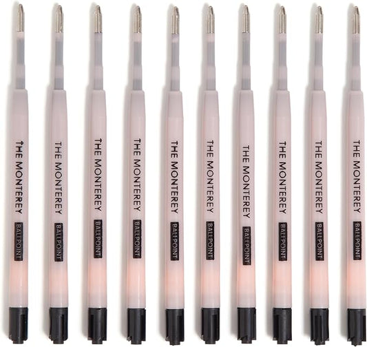 U Brands Monterey Ballpoint Ink Refill, Set of 10, Bold (1.0 mm) Point, Black Ink