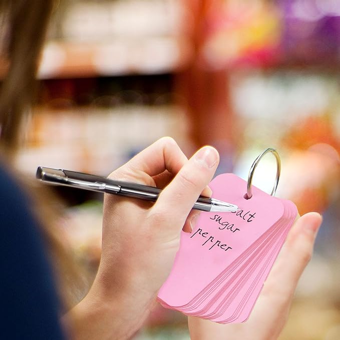 Koogel Blank Index Cards with Ring, 400 Count, 2.2 x 3.5 Inch, Ruled on both Sides, 8 Colors, Waterproof Covers, for School Classroom Supplies, Work Supplies