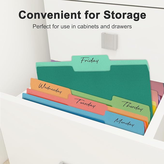 ViVin File Folder, 250 Pack Colored File Folders with 1/3-Cut Tabs, Fits 8.5 * 11 Letter Size Paper, Manilla Folders for Home Office School Documents(Multicolored)