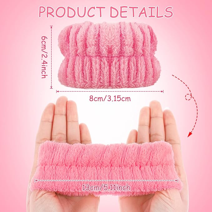 Chuangdi 4 Pairs Wrist Bands for Washing Face Wrist Spa Microfiber Wash Towel Band Scrunchies Absorbent Wristbands Sweatband for Women Prevent Liquid from Spilling