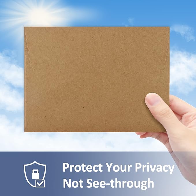 ValBox A4 Photo Envelopes 100 Qty 4 x 6 Brown Kraft Paper Envelopes Self Seal for 4x6 Cards, Photos, Weddings, Invitations, Baby Shower, 4.25 x 6.25 Inches (A4)