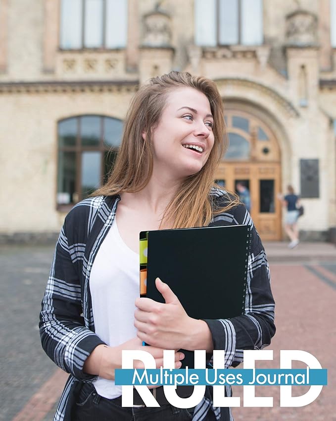 5 Subject Notebook - Spiral Notebook, College Ruled Notebook with Dividers Pocket, Tabs, 11" Ruler, 200 Pages, for Writing Journal, Home & Office, School Supplies (8.5 * 11Babyblue)