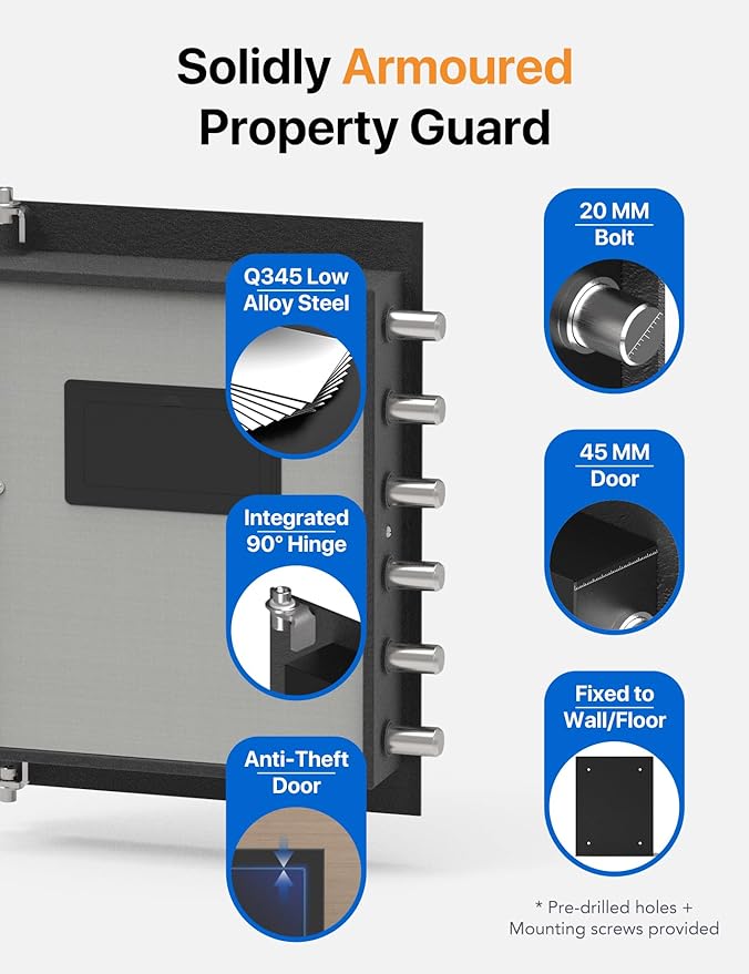 FORFEND Smart Home Safe | WiFi Safe Box App Lock/Alarm | Voice Command, Kidnap Alarm, Tamper Detect, Frozen Mode, Sub Account| Digital Safe Anti Theft
