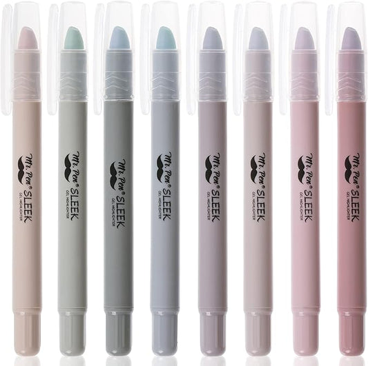 Mr. Pen Gel Highlighters - 8 Pack Dusty Colors, No Bleed Bible Highlighters, Assorted Color Gel Highlighters, Quick Dry Bible Markers